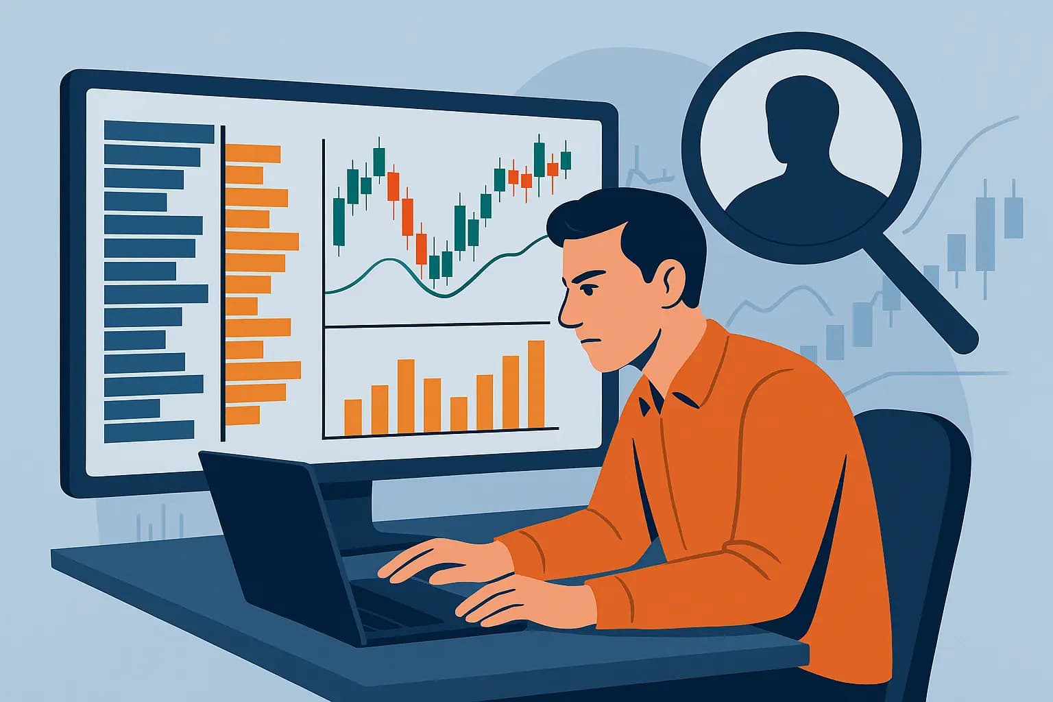 Picture depicts the trader, doing order block analysis